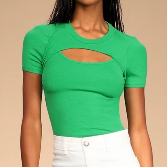 Lulus Tops - NWT Lulu’s Flirty Little Secret Cutout Top, Green
